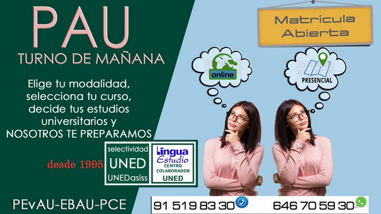 ACADEMIA PAU. Curso PAU por las mañanas